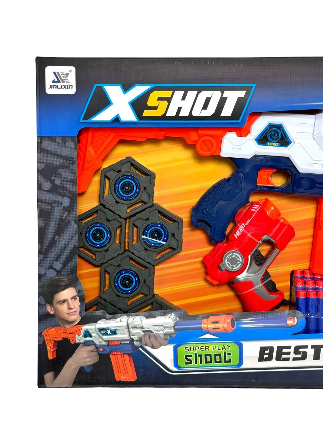 X-Shot blaster o'yin to'plami, to'pponcha, yumshoq o'qlar va nishonlar bilan — 2-rasm