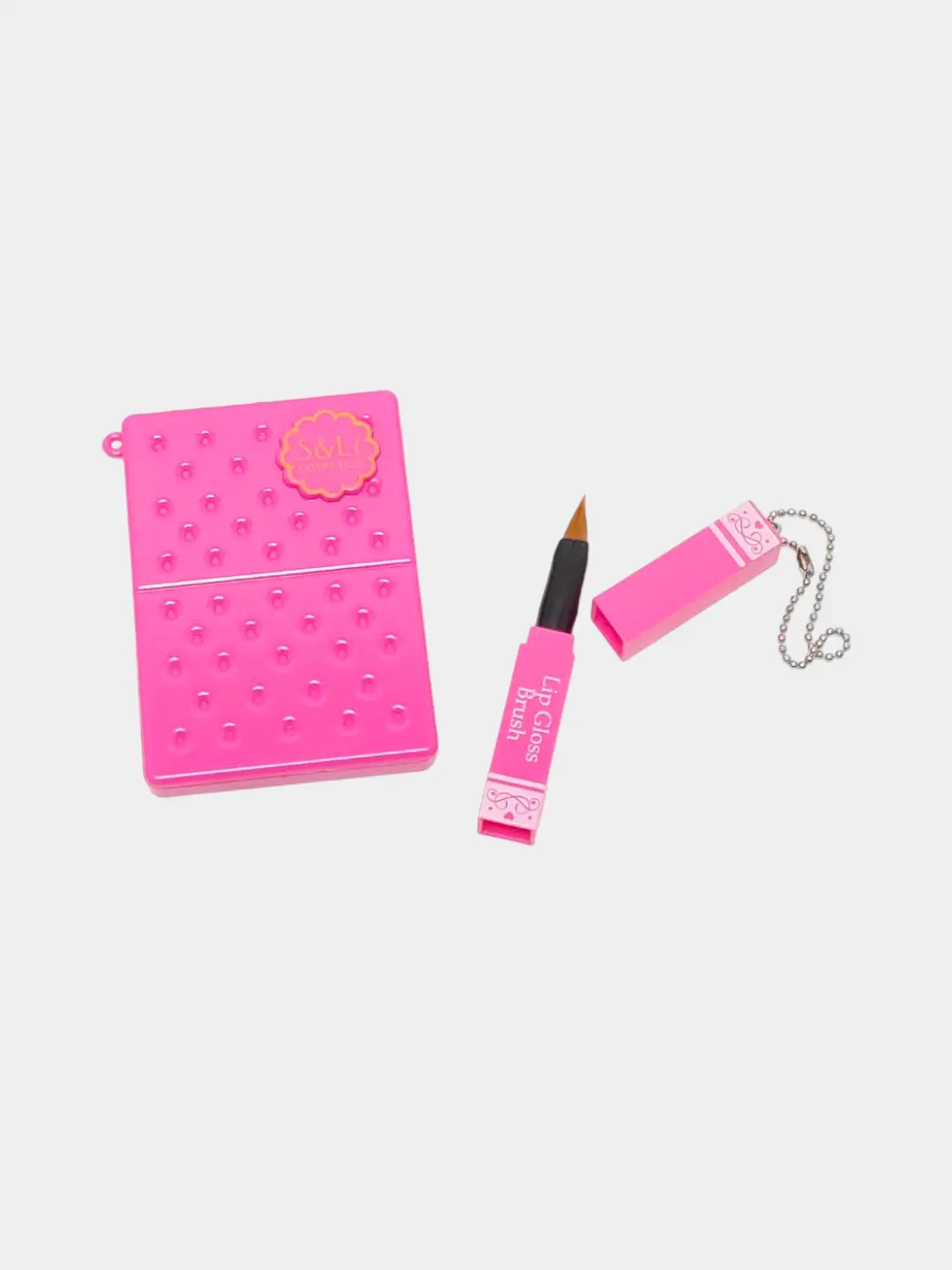 Cutie Makeup Keychain Set bolalar kosmetikasi, Brembok + ten palitrasi, ruzyana, yaltiroq, 5+ qizlar uchun, Xavfsiz formula — 4-rasm