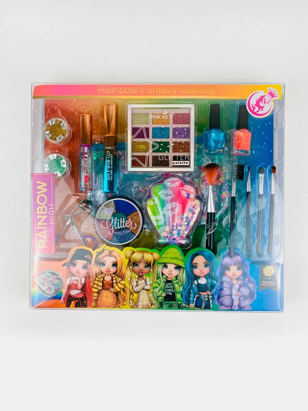 Rainbow Fantasy kosmetika to'plami, Xavfsiz o'yin makiyaji, 6 yoshdan qizlar uchun, Ijodkorlikni rivojlantiradi — 2-rasm