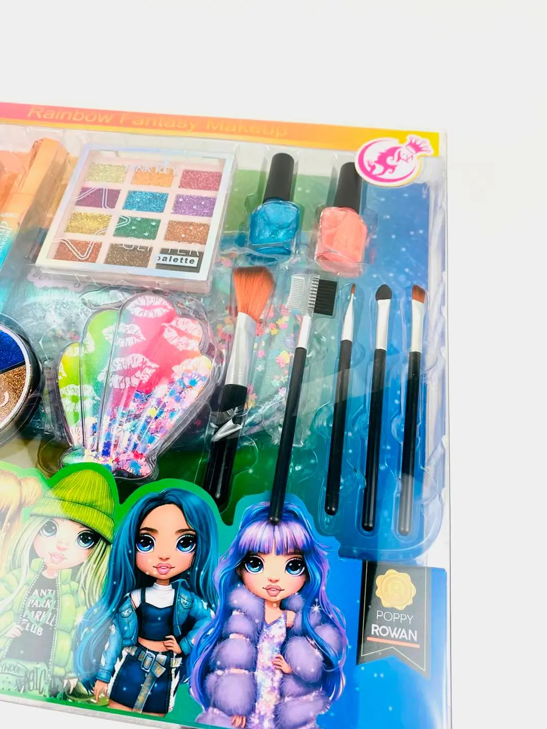 Rainbow Fantasy kosmetika to'plami, Xavfsiz o'yin makiyaji, 6 yoshdan qizlar uchun, Ijodkorlikni rivojlantiradi — 3-rasm