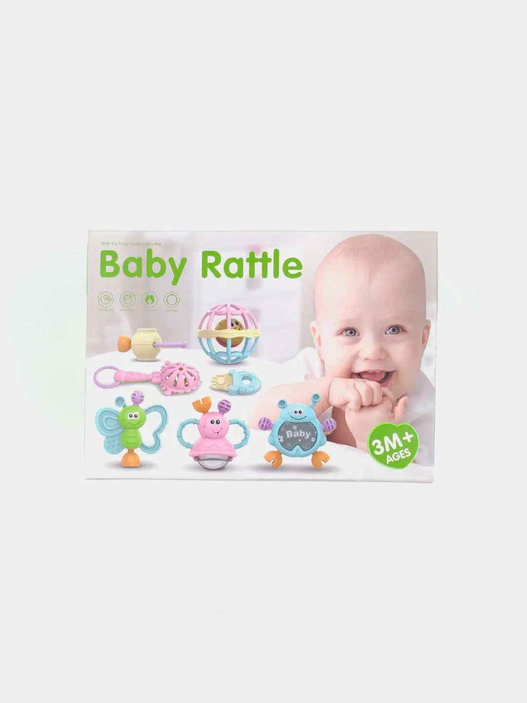 Набор погремушек Baby Rattle, Развивающие игрушки для детей от 3 месяцев, Безопасный пластик — фото 7
