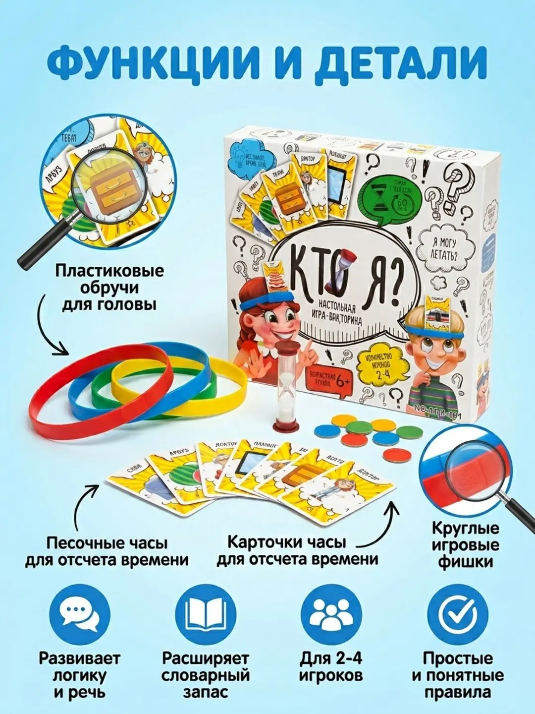 Настольная развивающая игра Kto ya? для детей и семьи, логика, речь. — фото 3