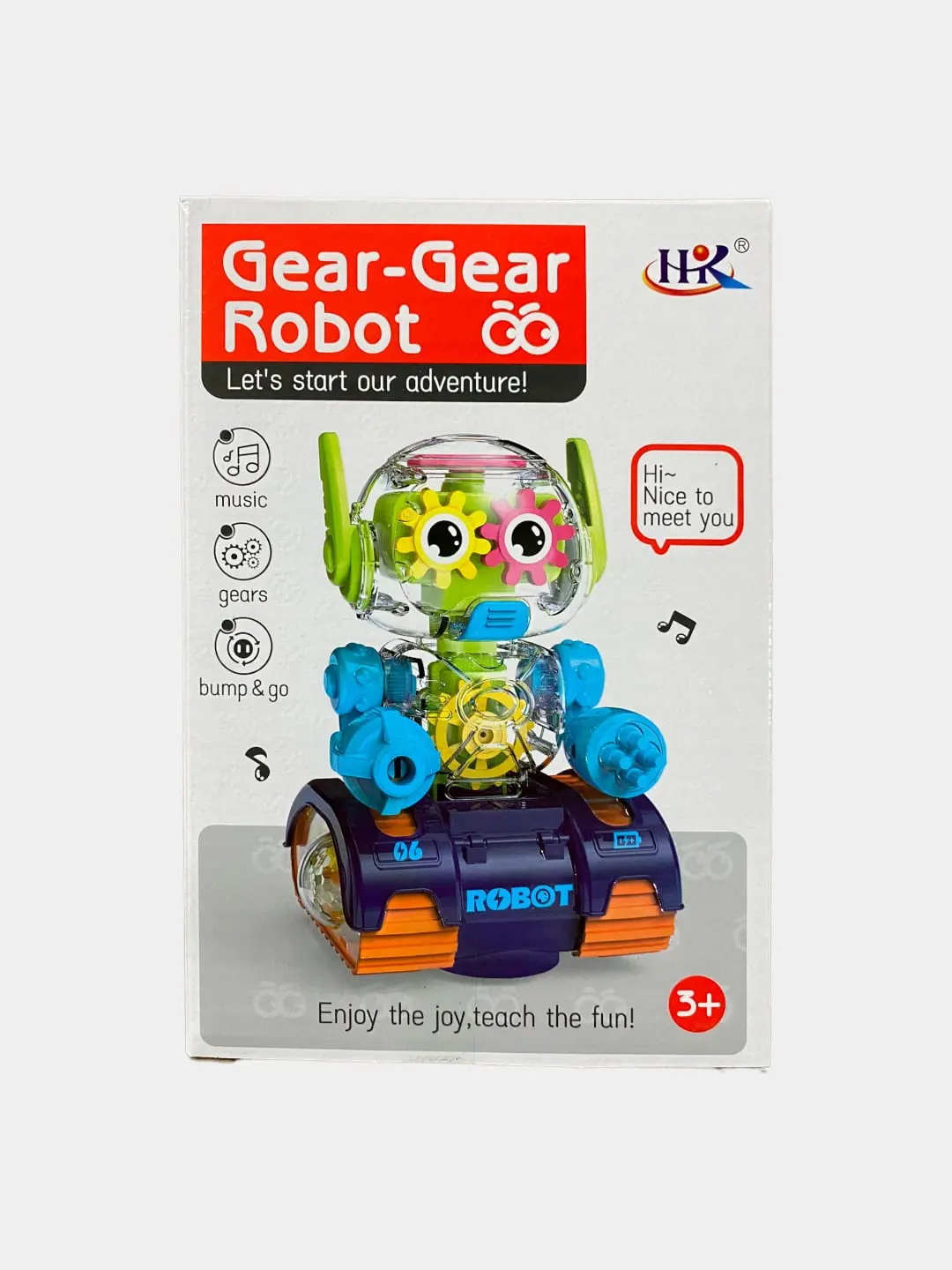 Интерактивный робот Gear-Gear, с прозрачным корпусом и музыкой, Для детей от 3 лет, Обучающий