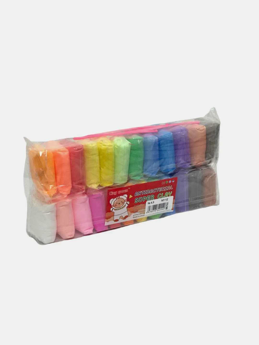 Havo plastilini Clay Crown NT-12, 24 rang, bolalar uchun, antibakterial to'plam