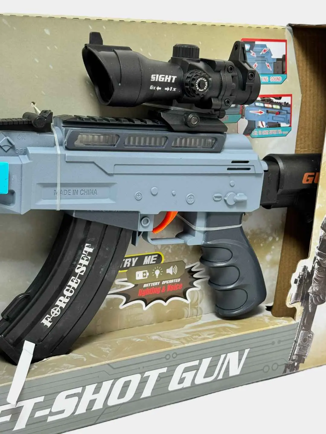 Kalashnikov AK-47 o'yinchoq avtomati bola uchun rivojlantiruvchi ko'k 60 sm. — 3-rasm