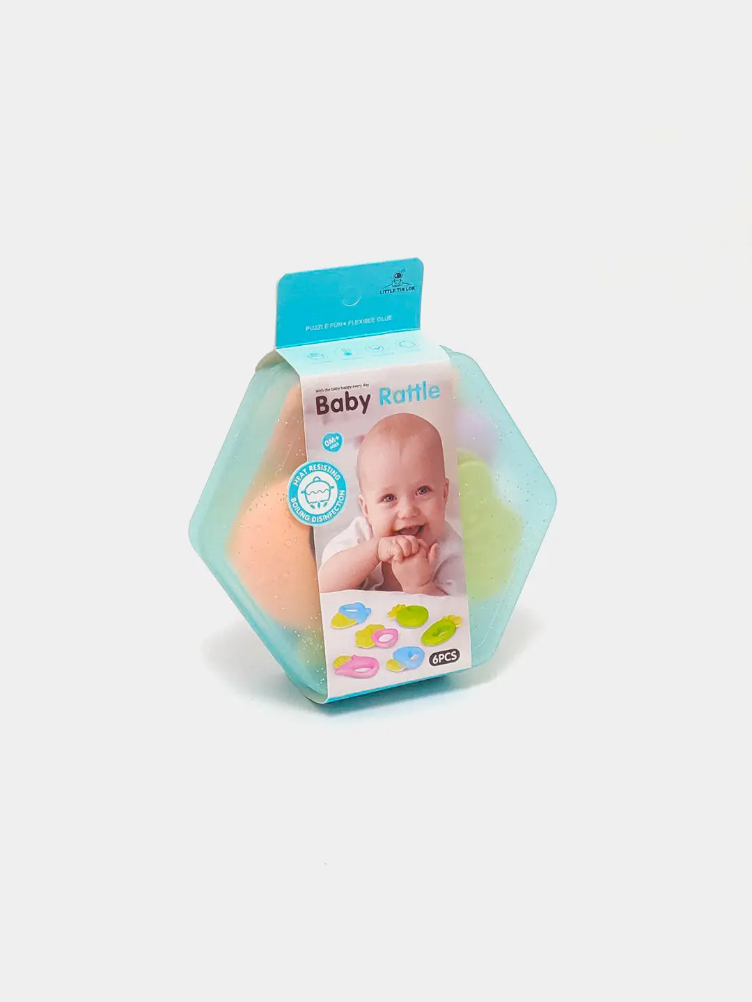 Baby Rattle LITTLE TIN LOK shaqildoqlar to'plami, rivojlanuvchi sensor to'plam, 3 oydan boshlab chaqaloqlar uchun — 4-rasm