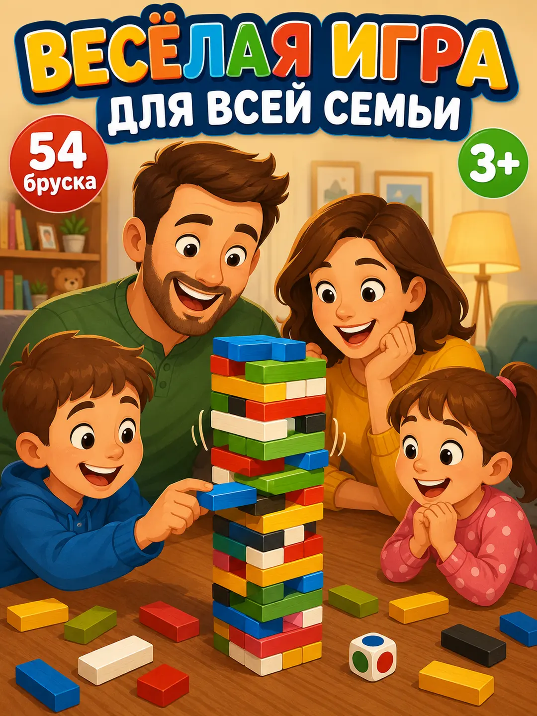 Jango minorasi, rangli yog'och o'yini, 3 yoshdan katta bolalar uchun, motorikani rivojlantiradi — 6-rasm