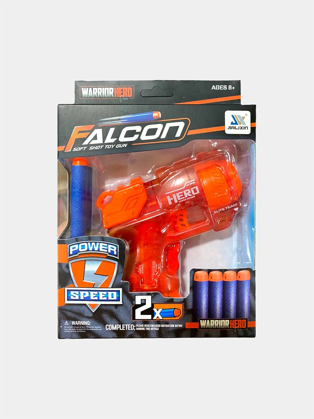 Falcon Warrior Hero Blaster, 8+ yosh bolalar uchun xavfsiz, faol va rolli o'yinlar uchun