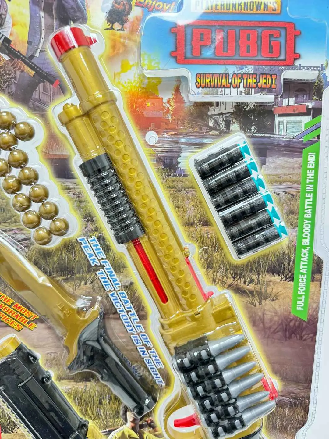 PUBG o'yinchoq qurollar to'plami, Oltin S1897 va qora pistolet, 3 yoshdan oshgan bolalar uchun — 6-rasm