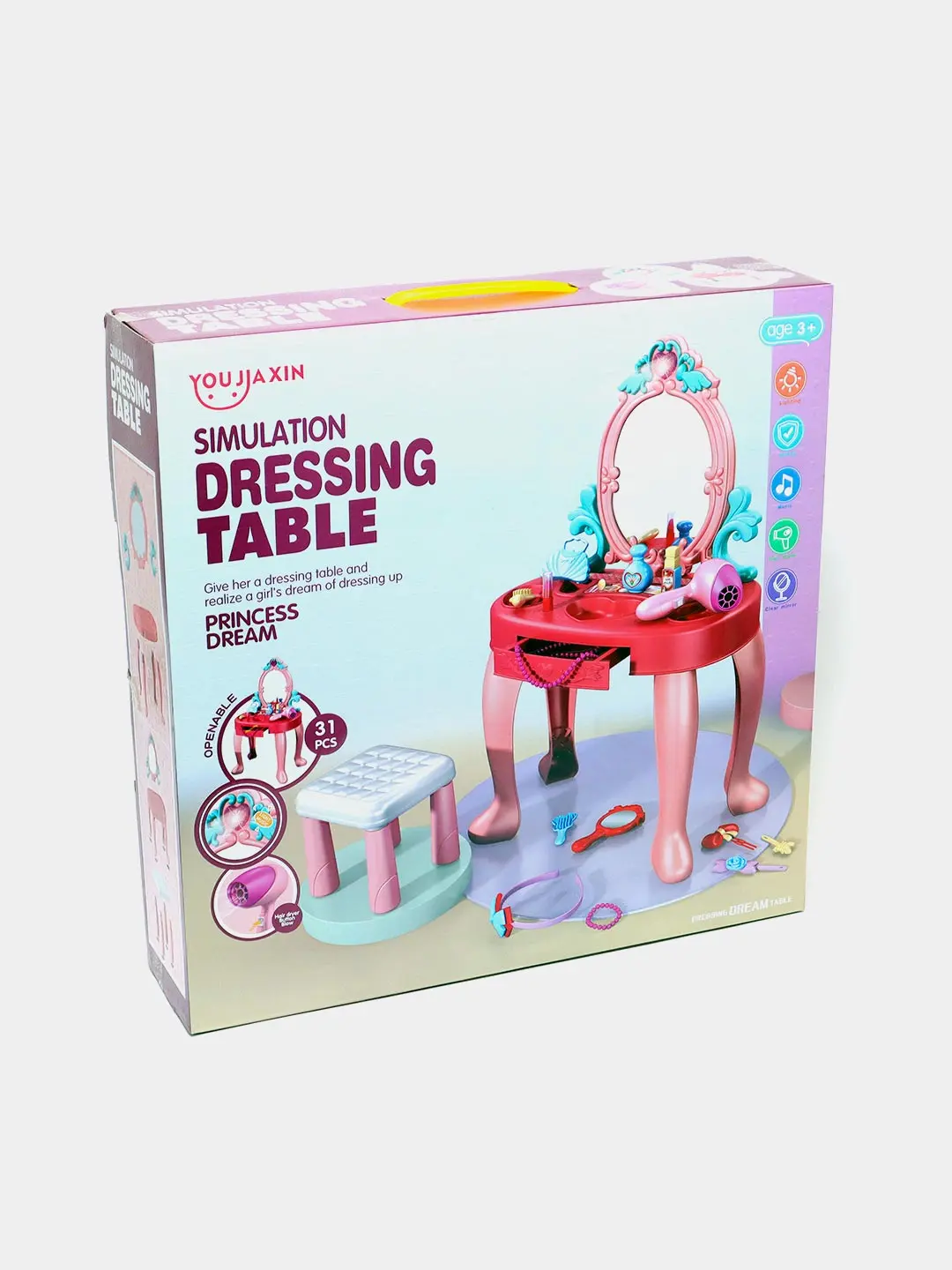 Детская трюмо Princess Dream 678-2A, 31 деталь, для девочки от 3 лет, развивающая ролевая игра