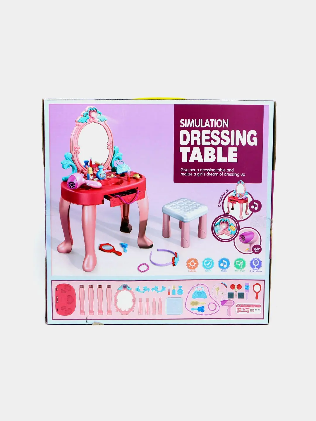 Princess Dream 678-2A bolalar uchun tualet stoli, 31 detal, 3 yoshdan qizlar uchun, rolli o'yin o'yinchoqi — 3-rasm