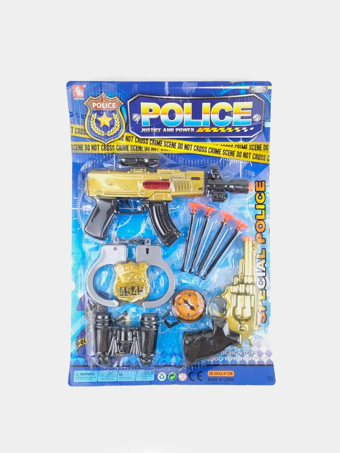 Politsiya o'yin to'plami, avtomat, revolver, kishanlar, 3 yoshdan oshgan bolalar uchun, rolli o'yinlar