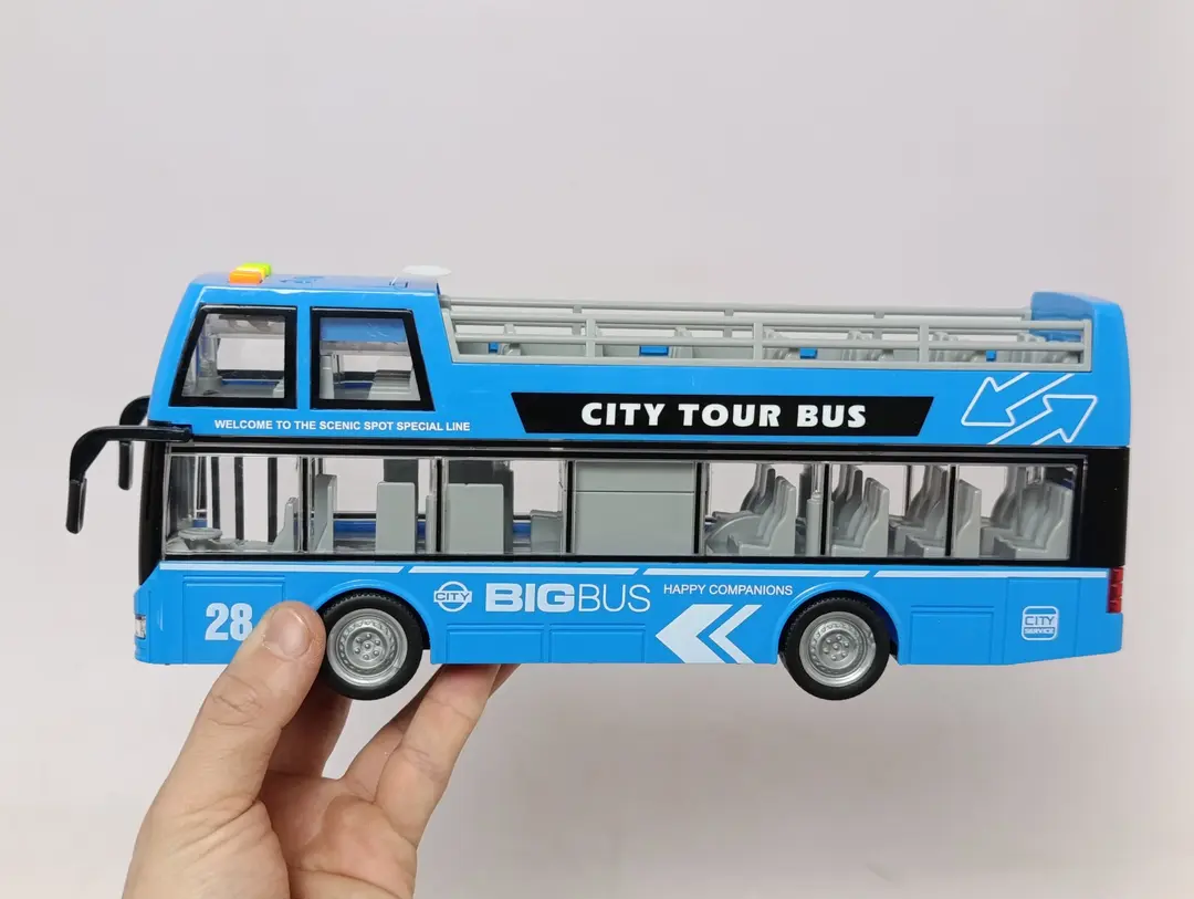 City Tour Bus WENYI 1:16 inersion ikki qavatli ochiq avtobus chiroq va ovozli o'yinchoq — 5-rasm