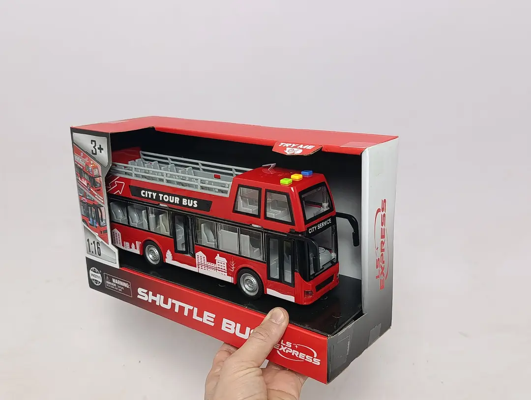 City Tour Bus WENYI 1:16 inersion ikki qavatli ochiq avtobus chiroq va ovozli o'yinchoq — 9-rasm