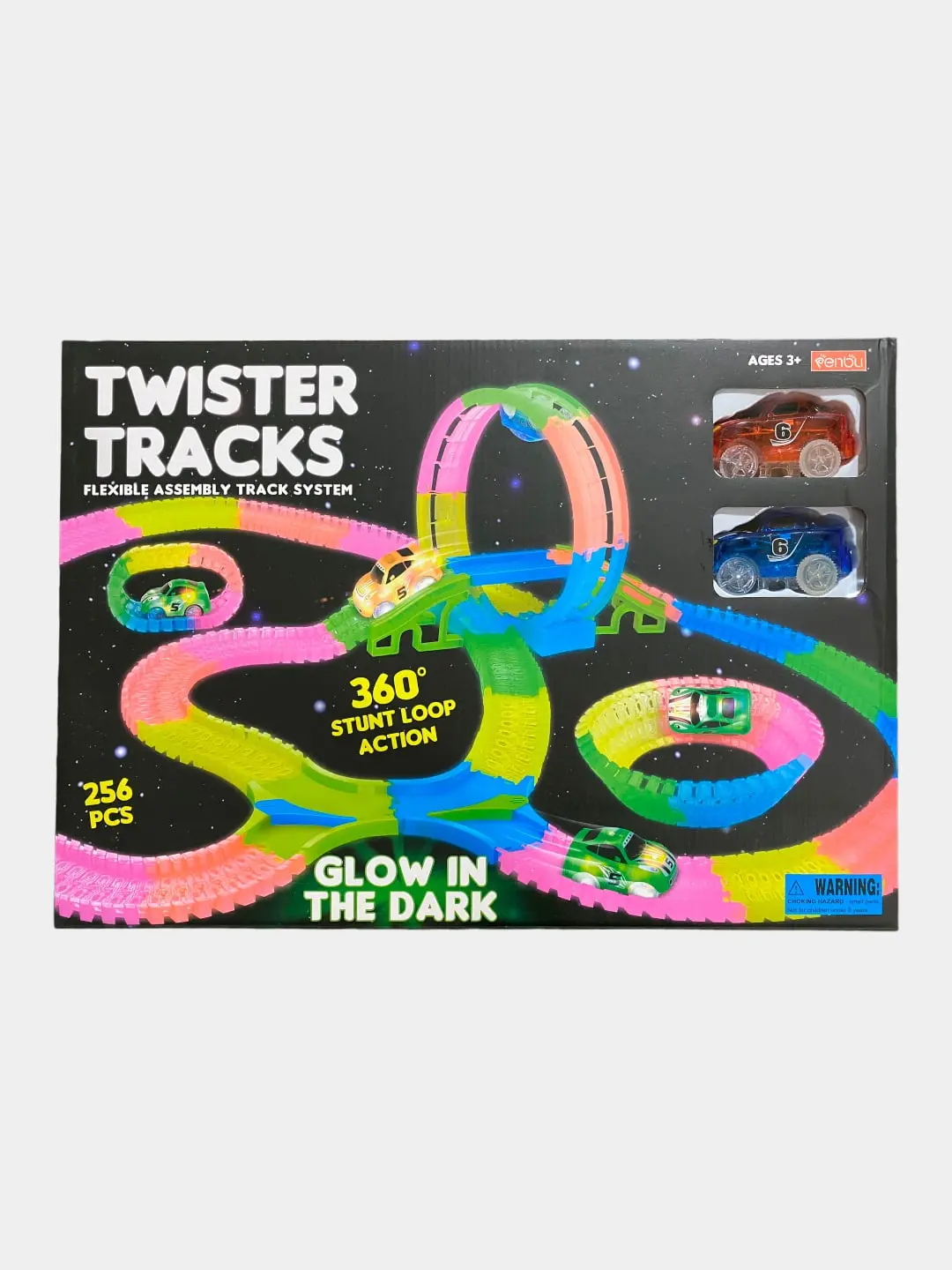 Twister avto treki Art. 7795, Yorqin LED mashinalari bilan poyga treki, 3 yoshdan katta bolalar uchun, Motorika, Mantiqni rivojlantiradi — 2-rasm