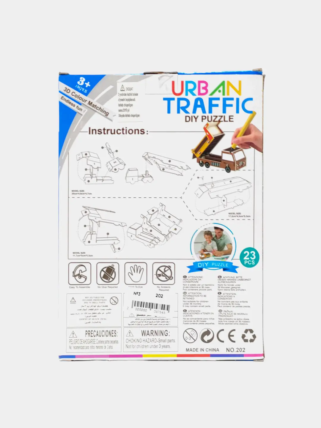 Urban Traffic 3D konstruktor, 2в1 transport modeli va rang berish to'plami, motorikani rivojlantiruvchi, 3 yoshdan katta bolalar uchun — 3-rasm
