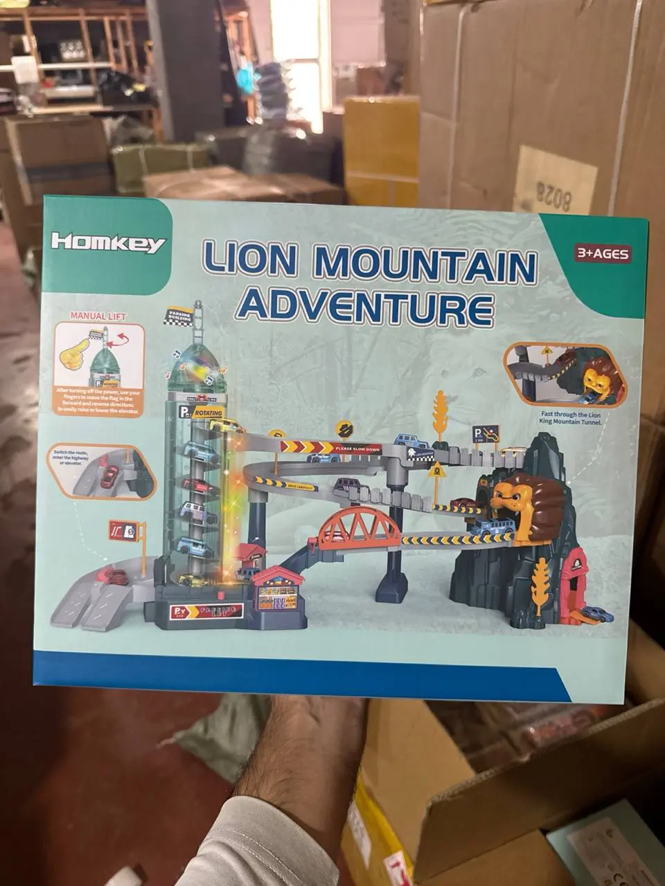 Lion Mountain Adventure o'yin markazi avtotreki, Liftli ko'p darajali konstruktor, O'g'il bolalar uchun — 2-rasm