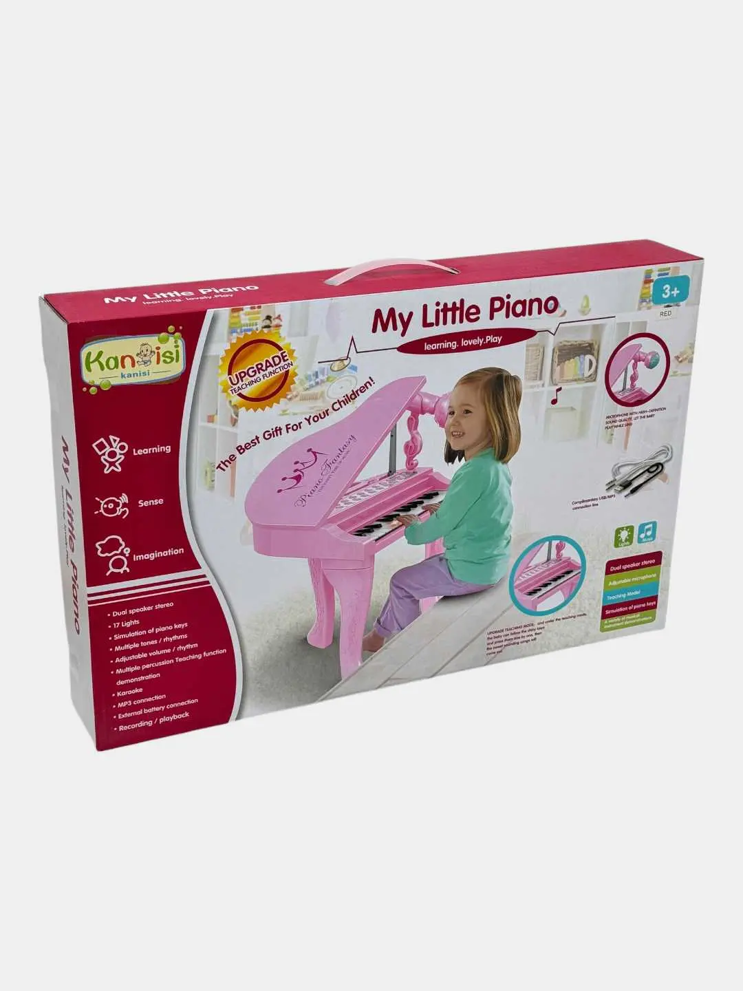 Детское электронное пианино My Little Piano Kanisi рояль с микрофоном и подсветкой клавиш