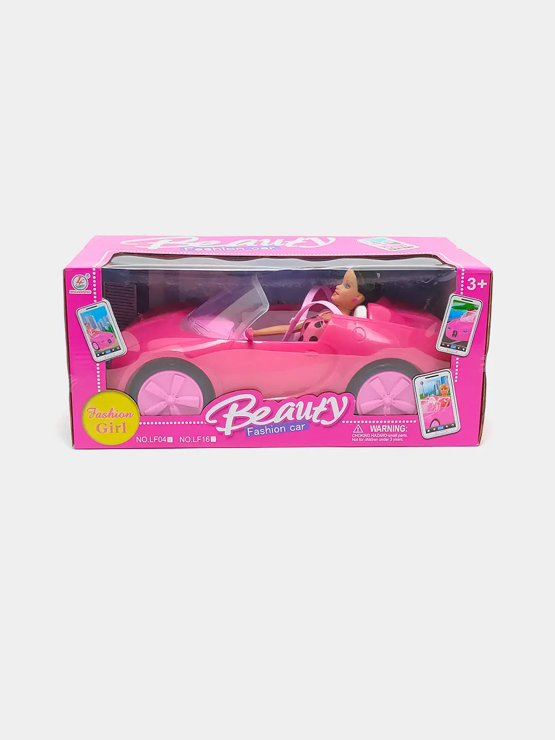 Barbi mashinasi va qo'g'irchoq to'plami, qizlar uchun pushti kabriolet Fashion Girl