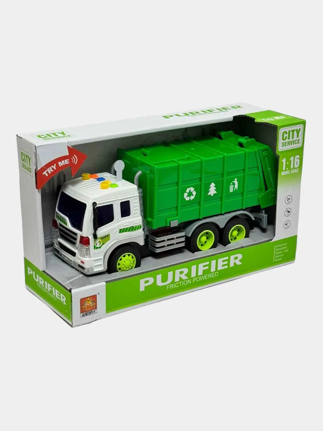 Musorovoz o'yinchoq WENYI Purifier 1:16 inersion chiroqli va ovozli bolalar uchun