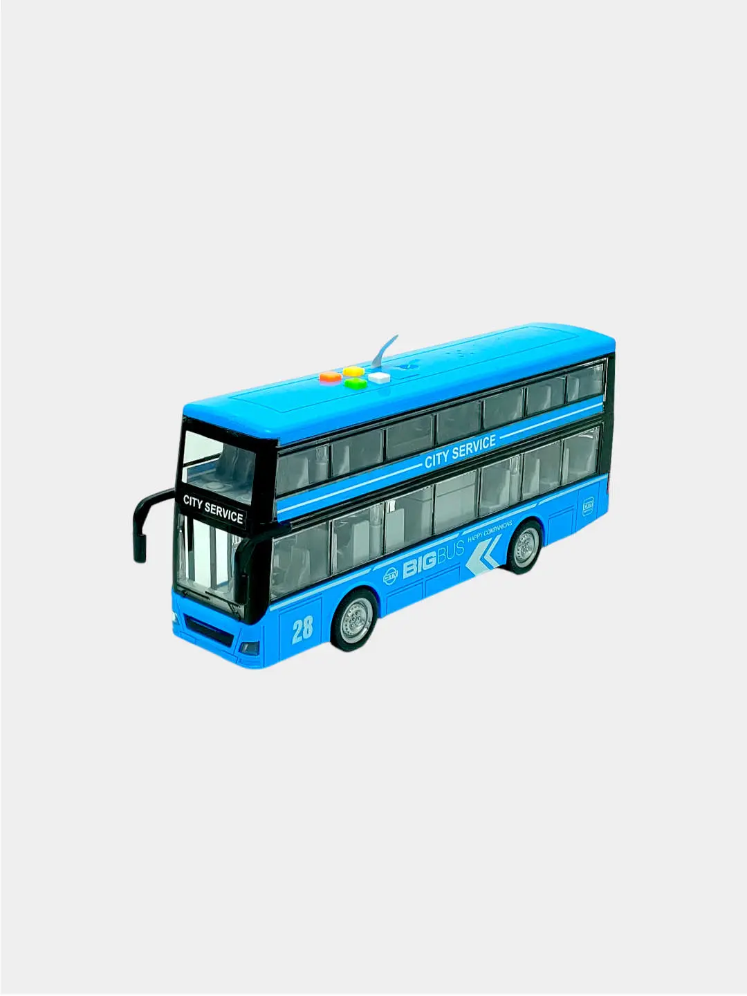 Ikki qavatli inersion avtobus WENYI CITY 1:16 chiroqli, ovozli va eshiklari ochiladigan — 2-rasm
