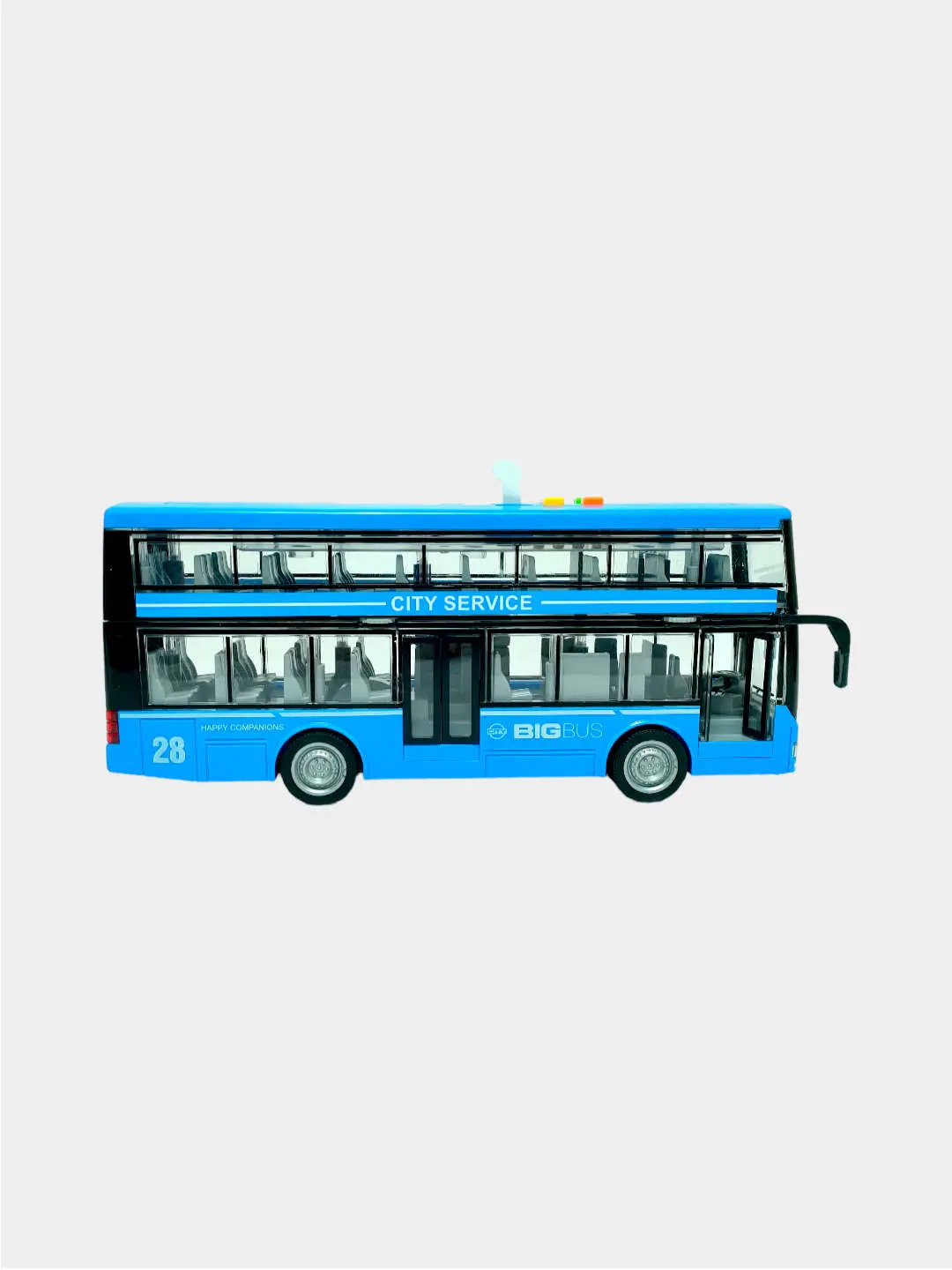 Ikki qavatli inersion avtobus WENYI CITY 1:16 chiroqli, ovozli va eshiklari ochiladigan — 3-rasm