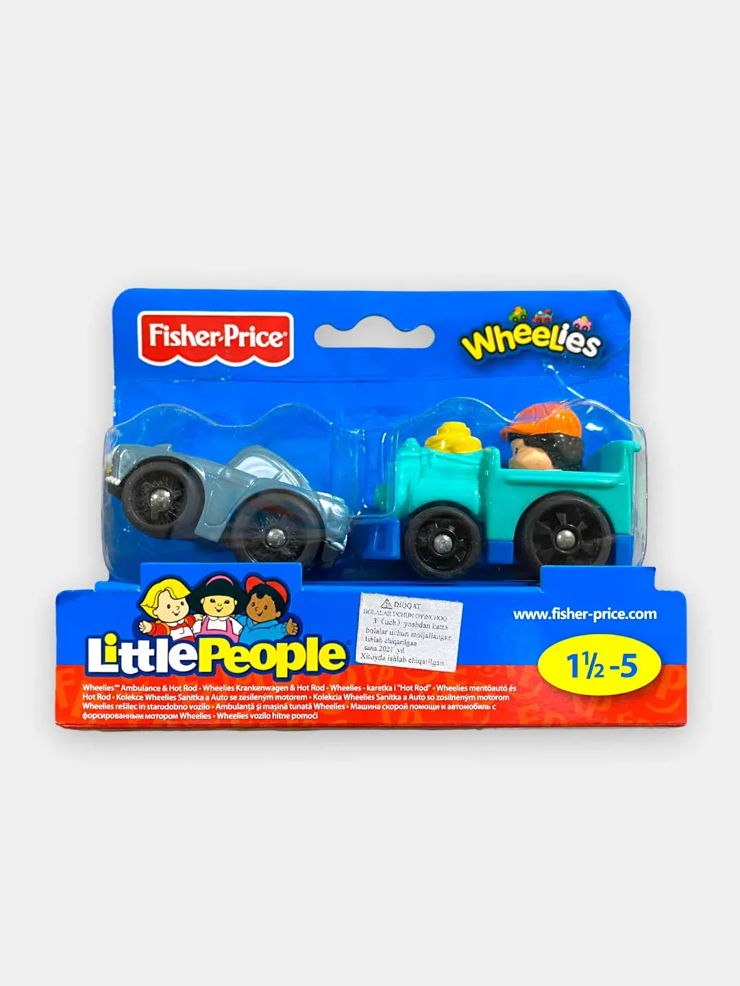 Fisher-Price Little People avtomashinalar to'plami, 2 dona, 1.5-5 yosh, xavfsiz plastmassa