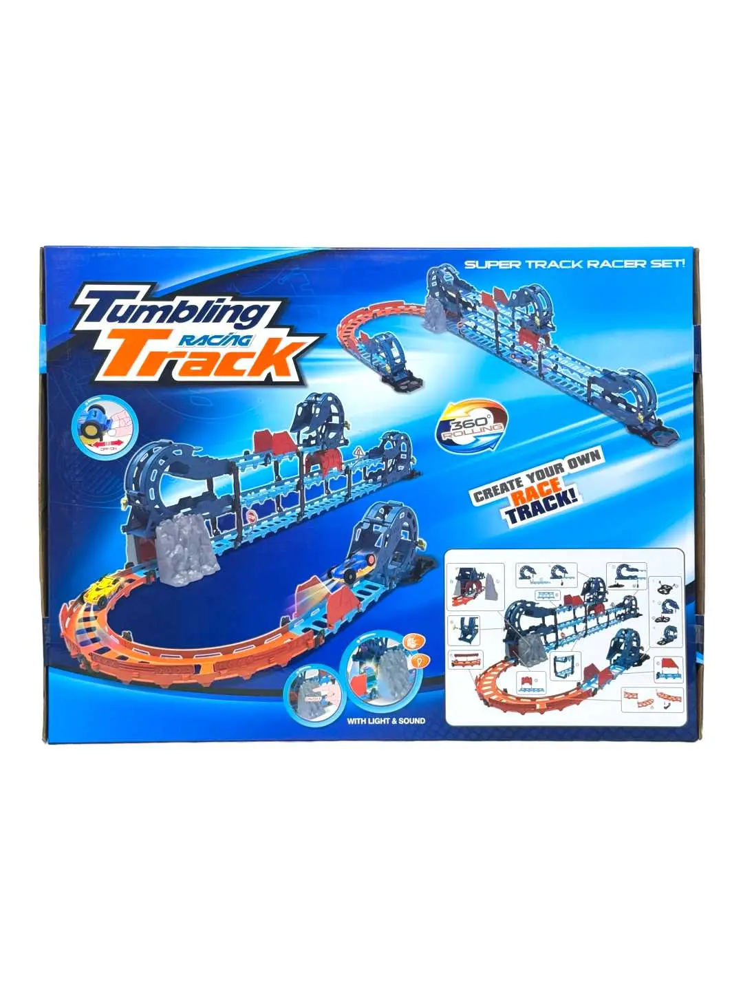 Tumbling Racing poyga treki, 67 detal, 3 yoshdan oshgan bolalar uchun, LED mashina bilan — 2-rasm