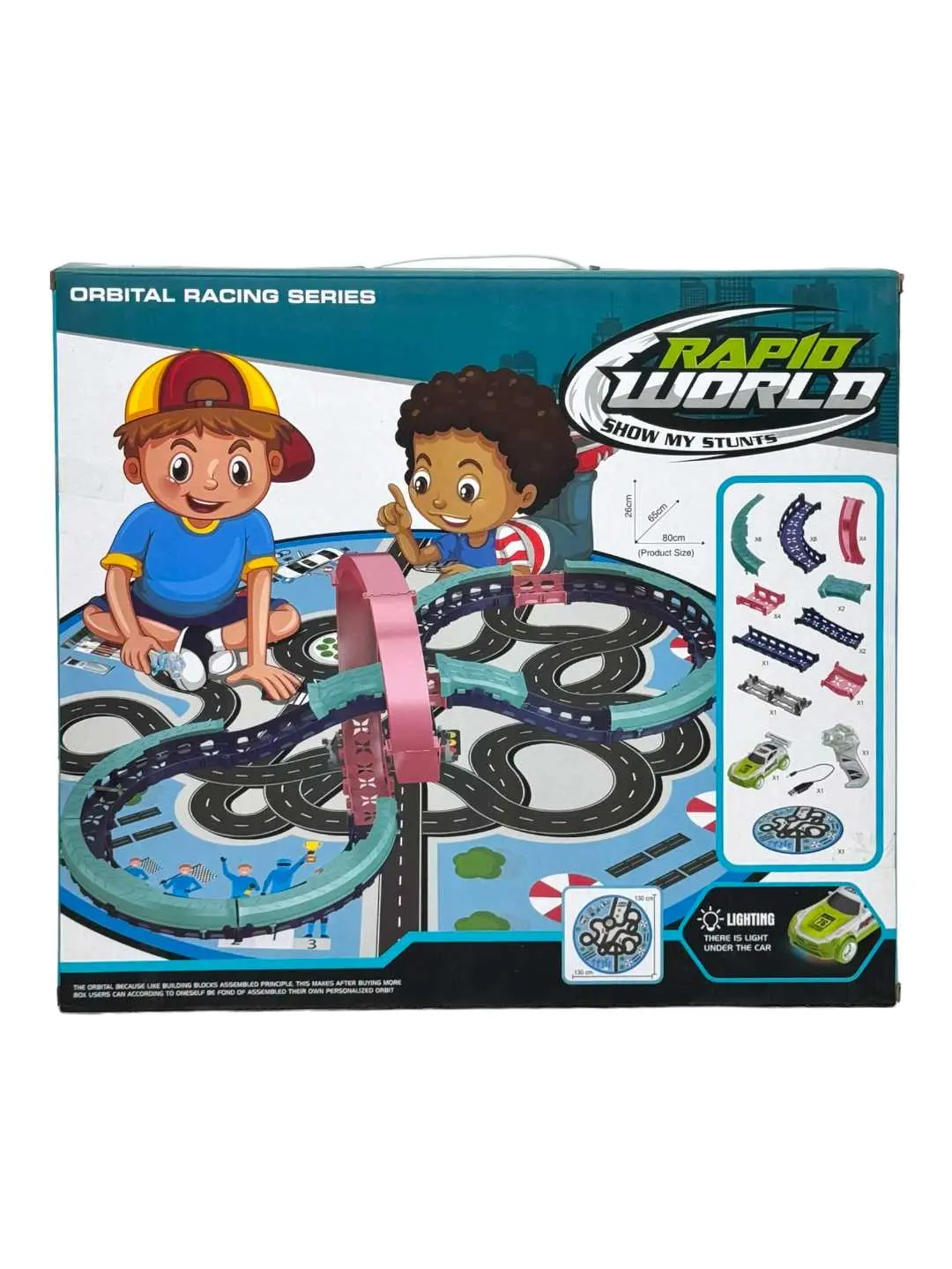 Rapid World avto treki, 31 dona, halqalar va avtomashinalar, 6 yoshdan boshlab, o'quv o'yinchoqlari to'plami — 2-rasm