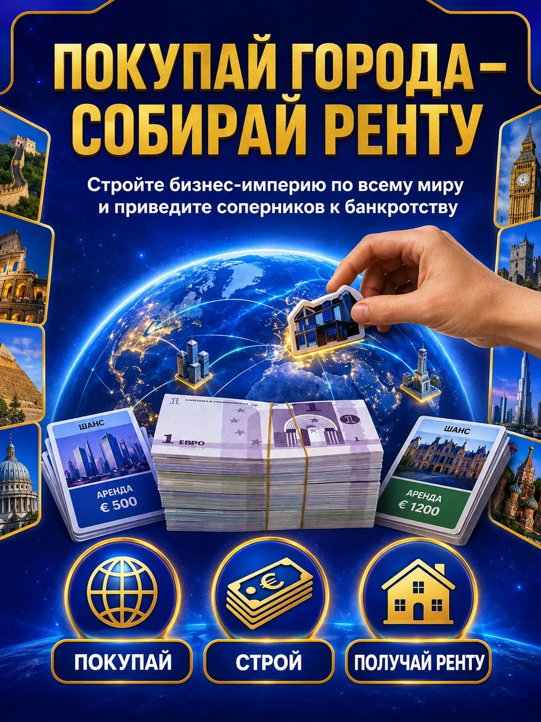 Dunyo Monopoliya stol o'yini, oila uchun iqtisodiy strategiya, moliyaviy savodxonlikni rivojlantiradi, 6+ yosh — 3-rasm