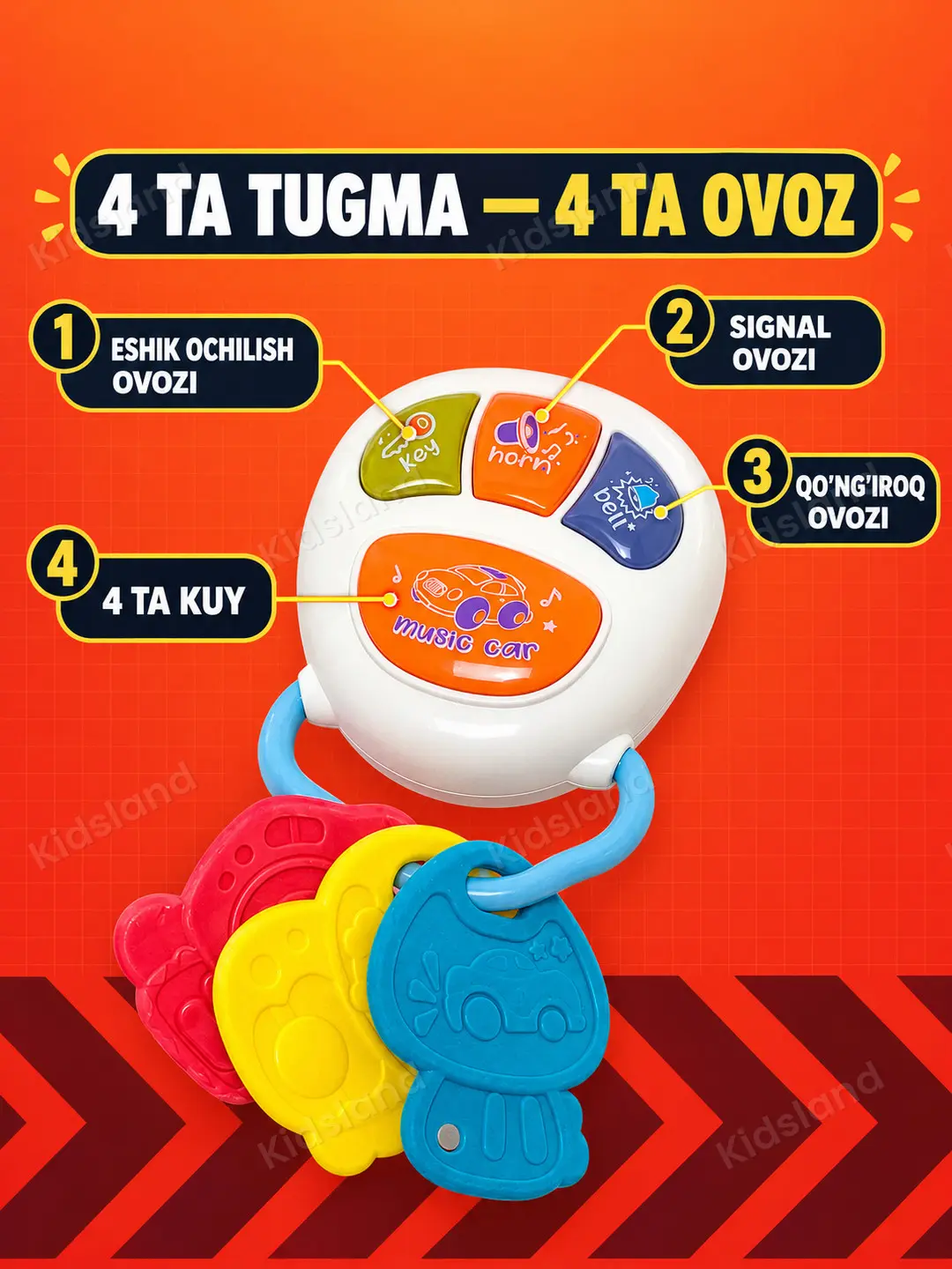 Rivojlantiruvchi musiqa interaktiv teksturali kalitli o'yinchoq 855-73D. Kodi. 02995 — 2-rasm