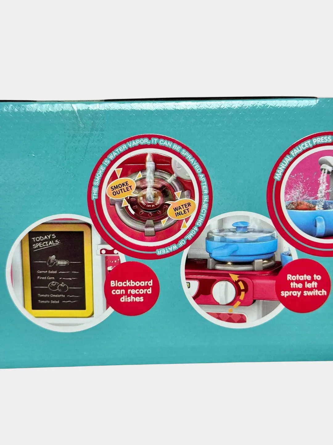 Fun Kitchen o'yinchoq oshxonasi, bug' effektli va 50 ta aksessuarli, 3 yoshdan katta bolalar uchun — 6-rasm