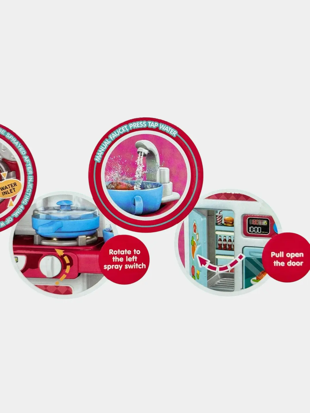 Fun Kitchen o'yinchoq oshxonasi, bug' effektli va 50 ta aksessuarli, 3 yoshdan katta bolalar uchun — 7-rasm