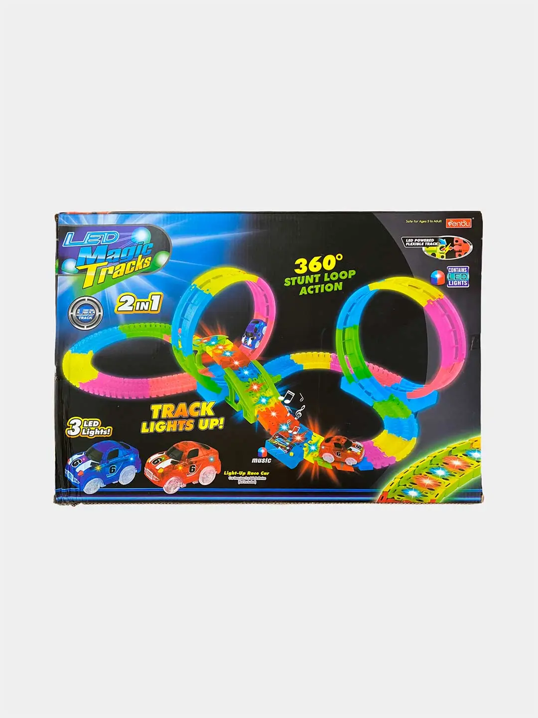 Magic trek 166 detal, LED 360° loop, 3 yoshdan katta bolalar uchun, 3 mashina — 4-rasm