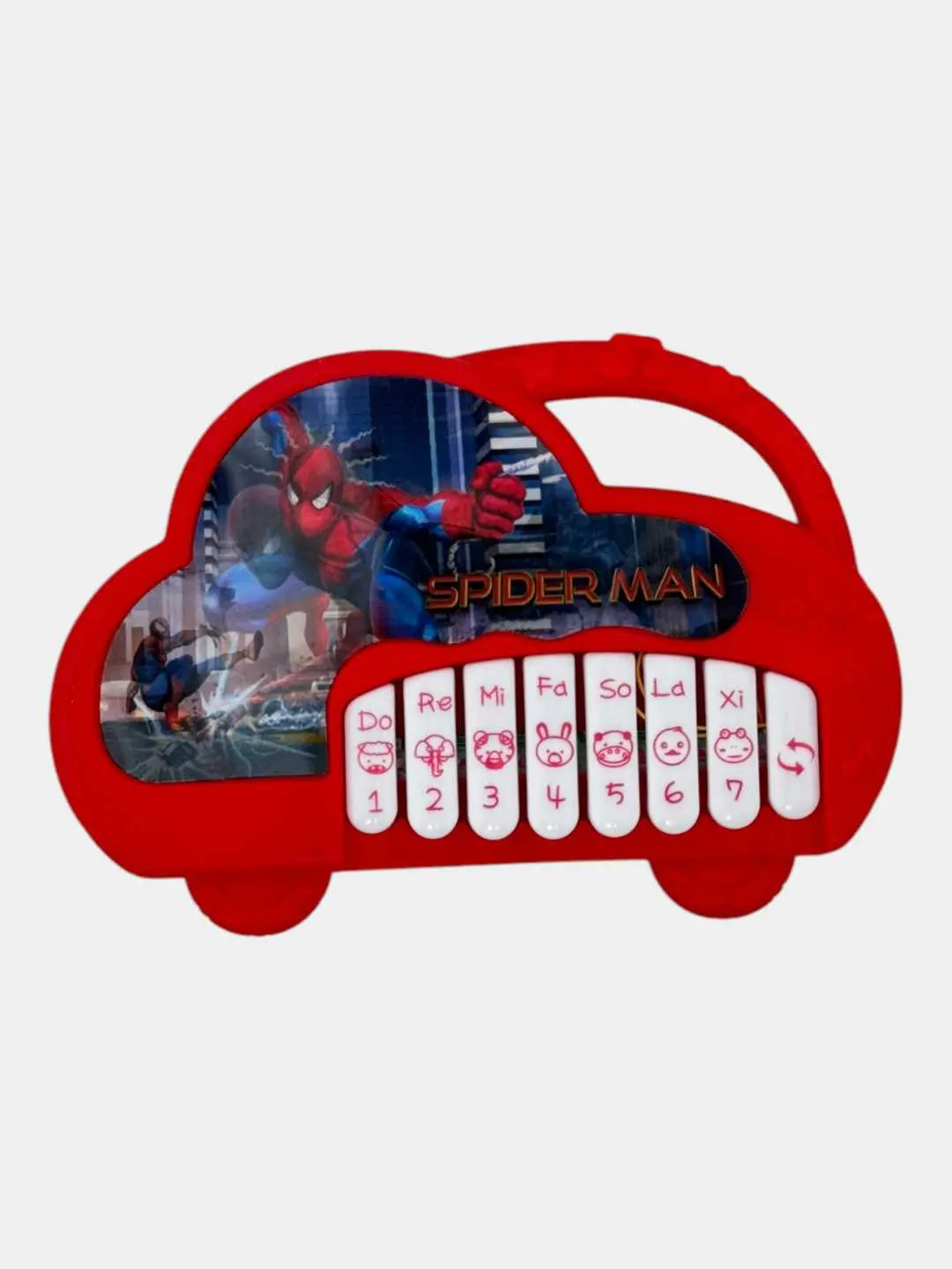 Spider-Man avtomobil-pianino o'yinchoq, klavishali musiqa o'yinchoq, 1-4 yoshli bolalar uchun, motor qobiliyatini rivojlantirish