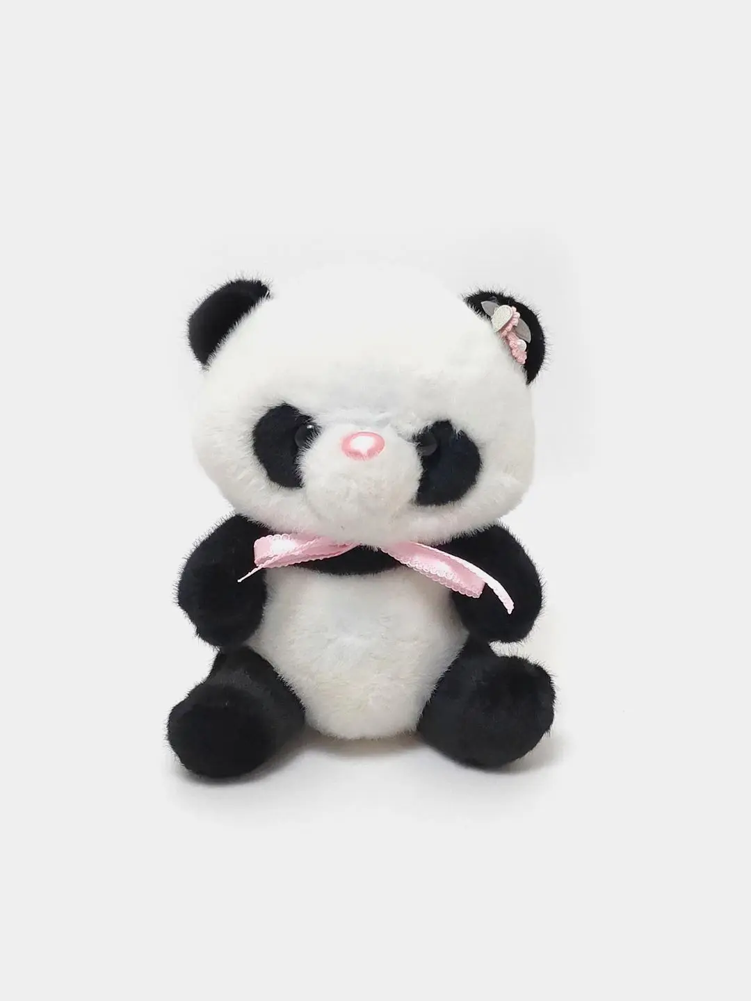 Yumshoq plush panda gul banti bilan bolalar uchun 22 sm