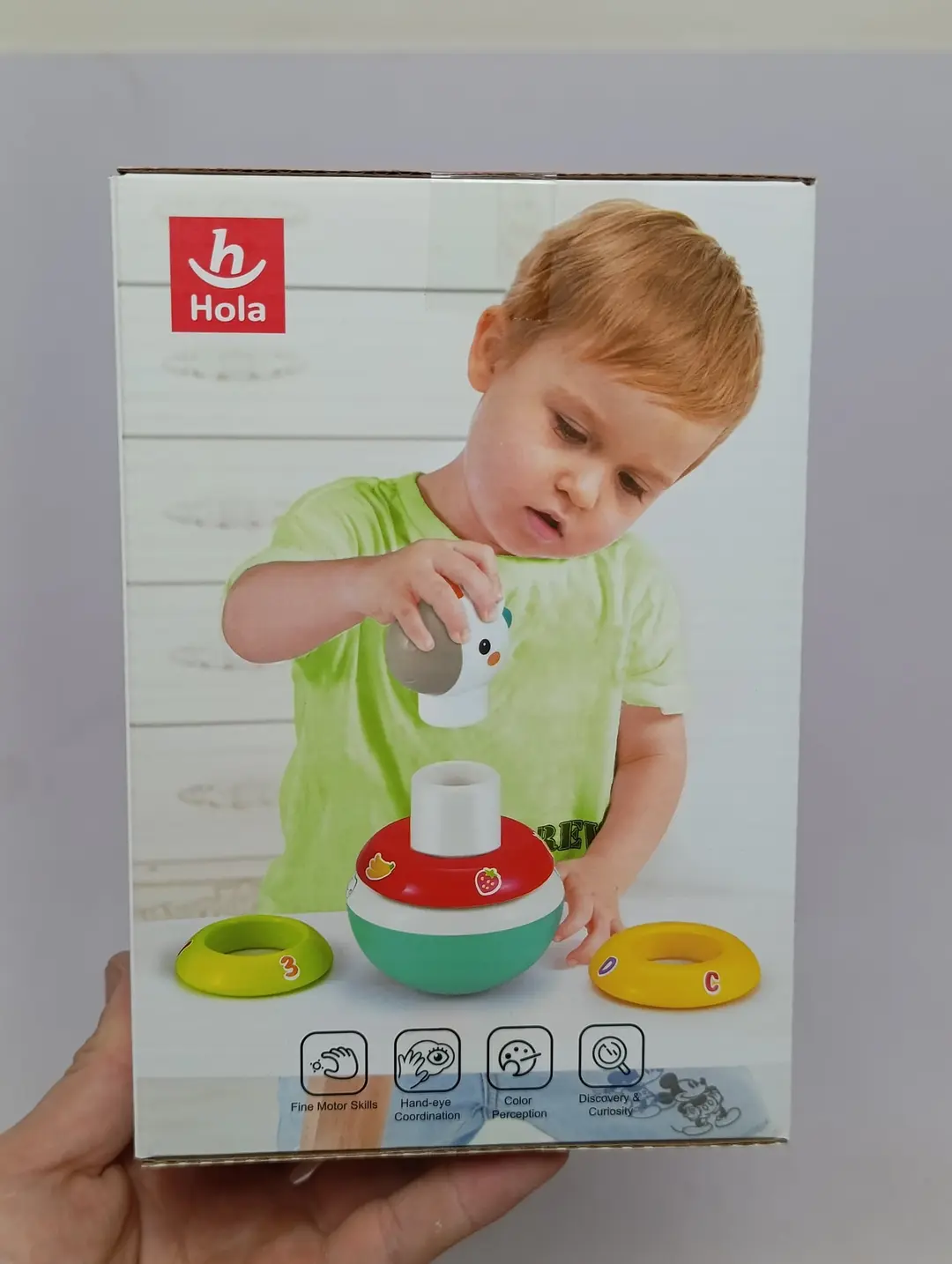Hola bolalar uchun yiqilmas piramida, taktil xalqali rivojlantiruvchi o'yinchoq — 2-rasm