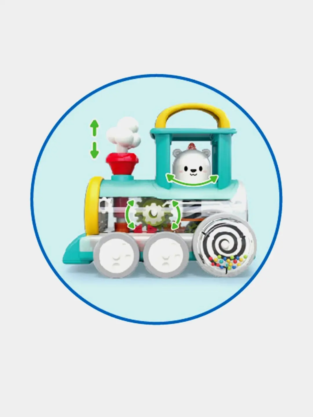 Hola Train Engine bola mashginasi, 1+ yoshdan, g'ildirak va texturalari bilan — 3-rasm