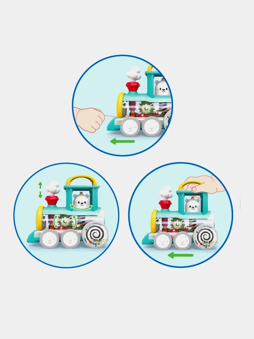 Hola Train Engine bola mashginasi, 1+ yoshdan, g'ildirak va texturalari bilan — 4-rasm