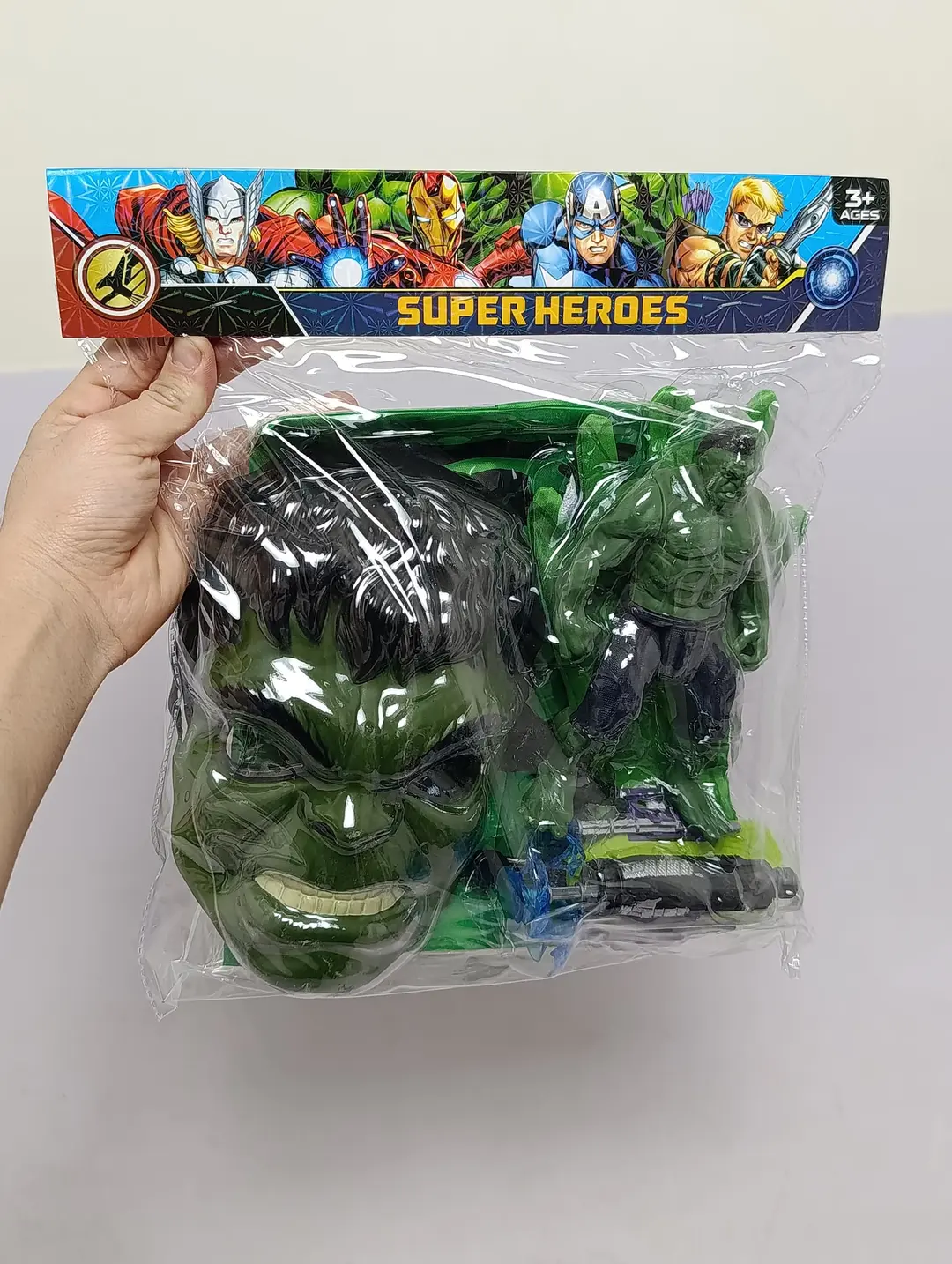 Hulk va qo'lqop to'plami, Niqob, figurka, kostyum, Marvel muxlislari uchun 3 yoshdan boshlab Tasavvurni rivojlantirish — 2-rasm
