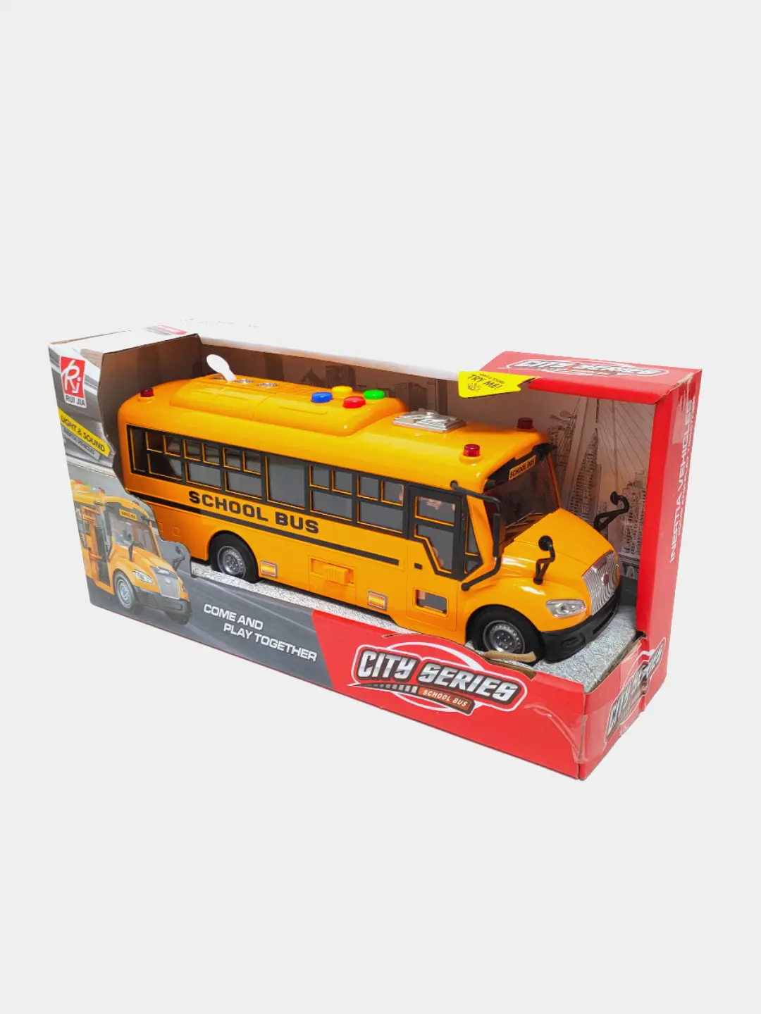 Bolalar uchun maktab avtobusi City Series inersion, chiroqli va ovozli o'yinchoq
