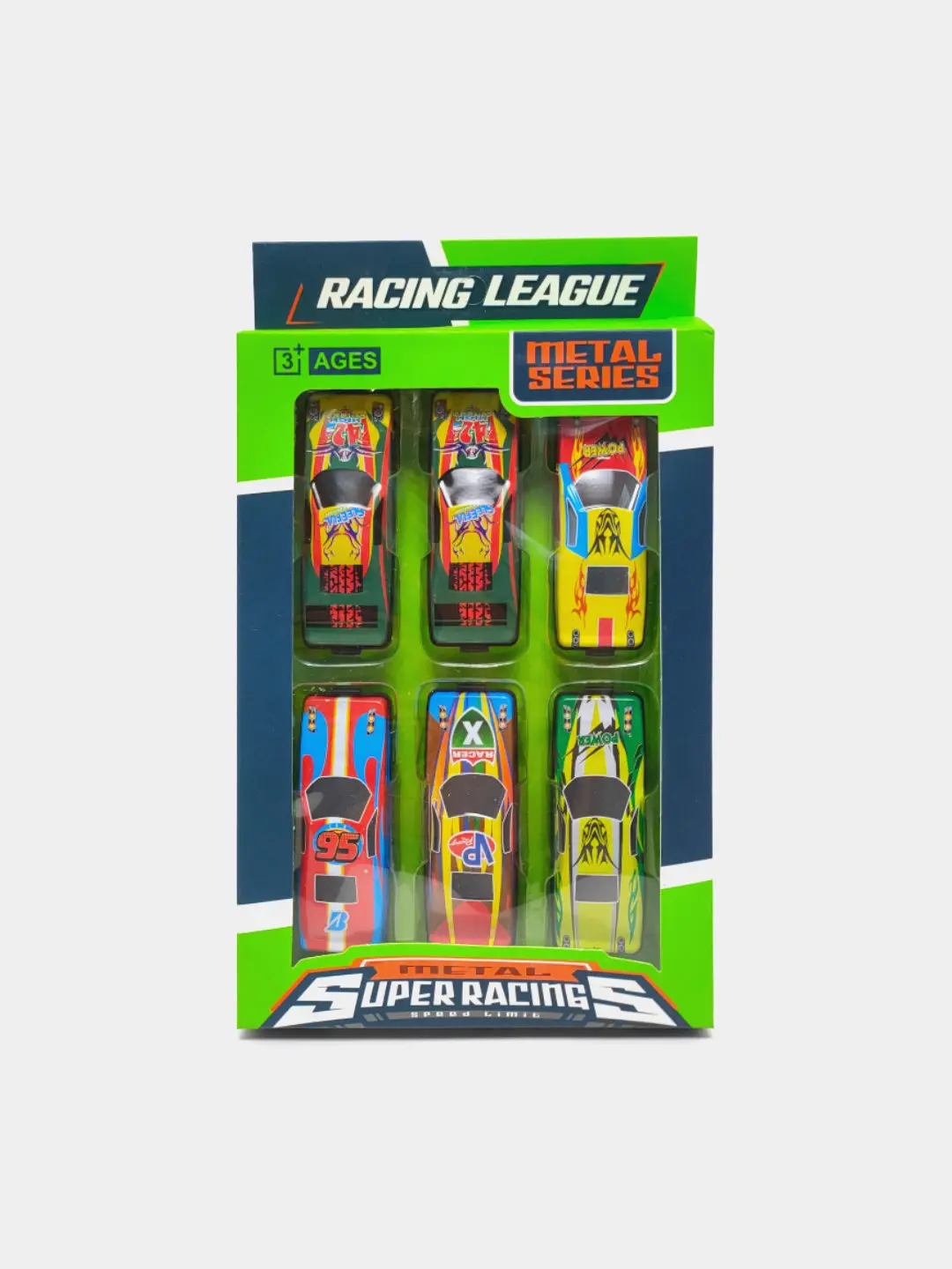 Racing League metall mashinalar to'plami, 6 tasi 1 da, 3 yoshdan oshgan bolalar uchun, mustahkam va yorqin — 8-rasm