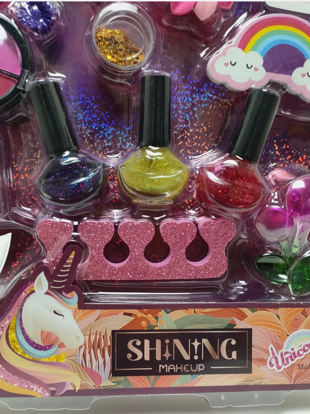 Unicorn kosmetik o'yinchoq to'plami, porloq va stikerlar, 3 yoshdan qizlar uchun — 2-rasm