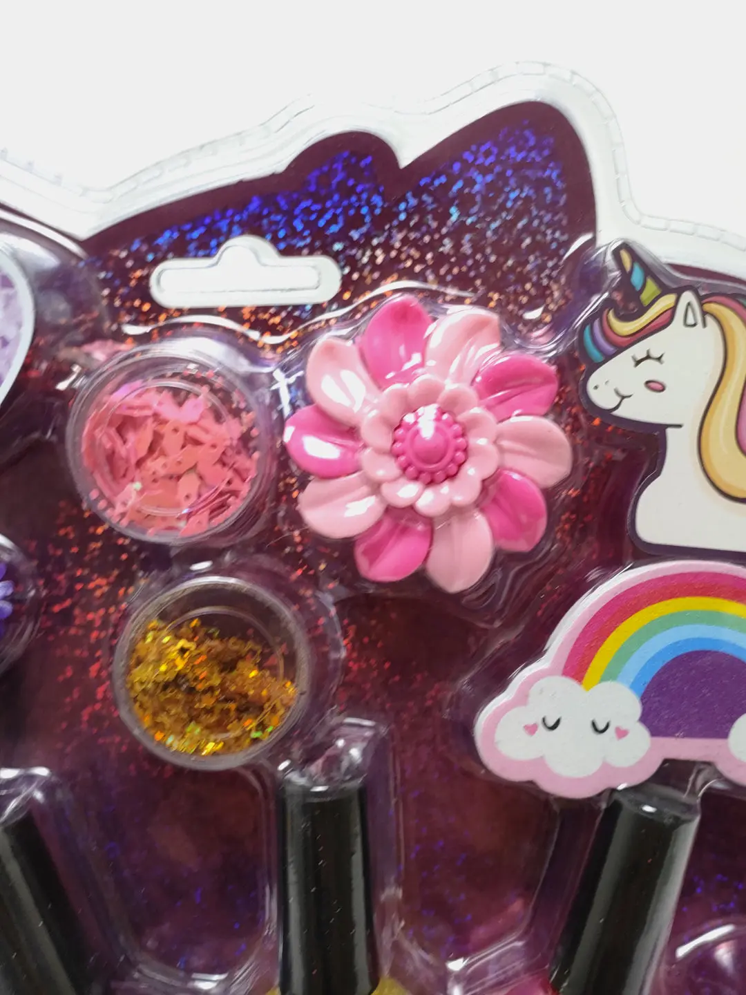 Unicorn kosmetik o'yinchoq to'plami, porloq va stikerlar, 3 yoshdan qizlar uchun — 4-rasm