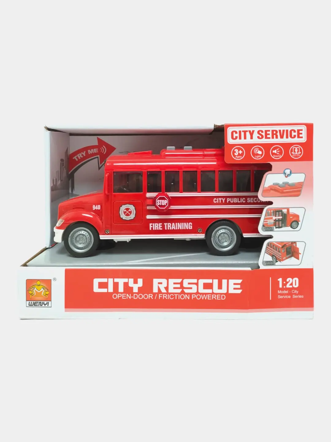 Wenyi City Service Siti o'yinchoq avtobusi inersion chiroq va ovozli
