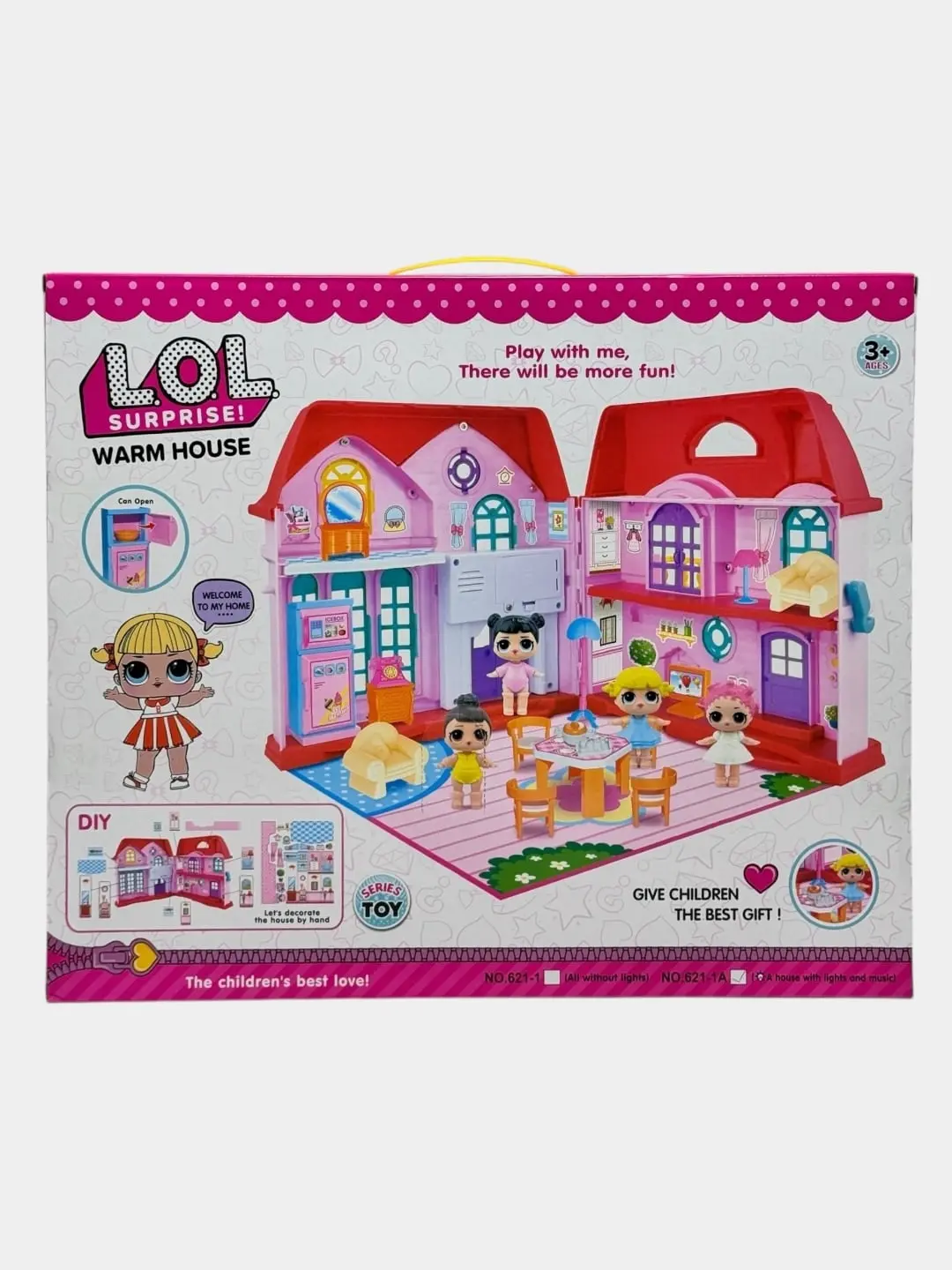 LOL Warm House kukol uyi mebel va kukollar bilan, Pushti, 3+ yoshli qizlar uchun — 8-rasm