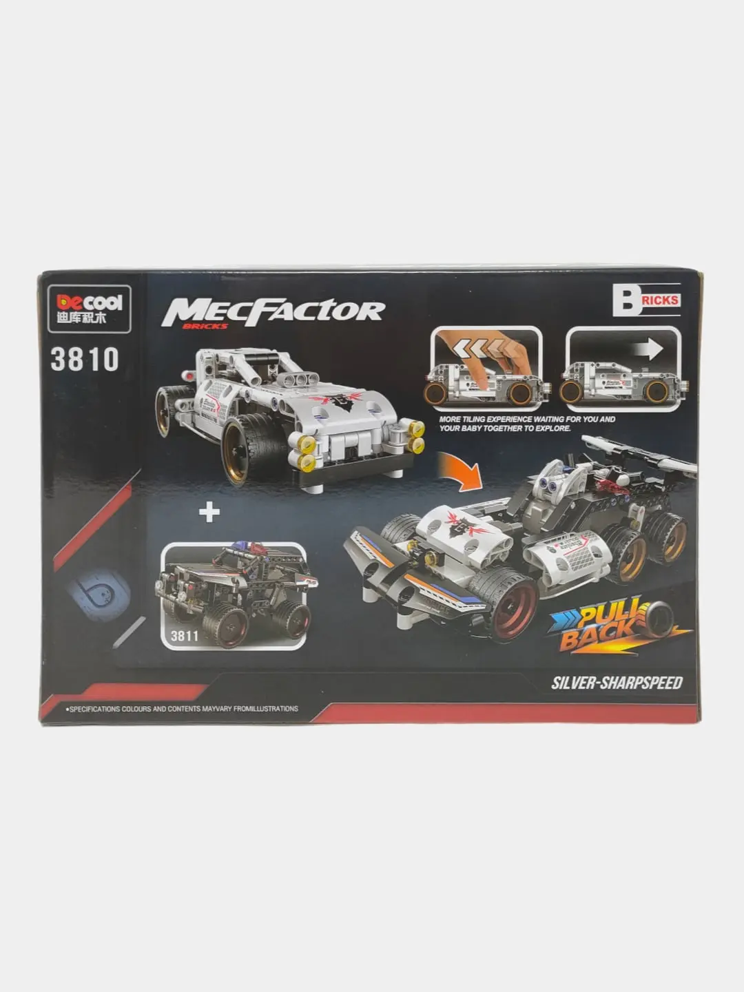 MecFactor Konstruktor 208 texlov, Pull-back bilan poyga avtomobili, 6+ yoshli o'g'il bolalar uchun STEM — 2-rasm