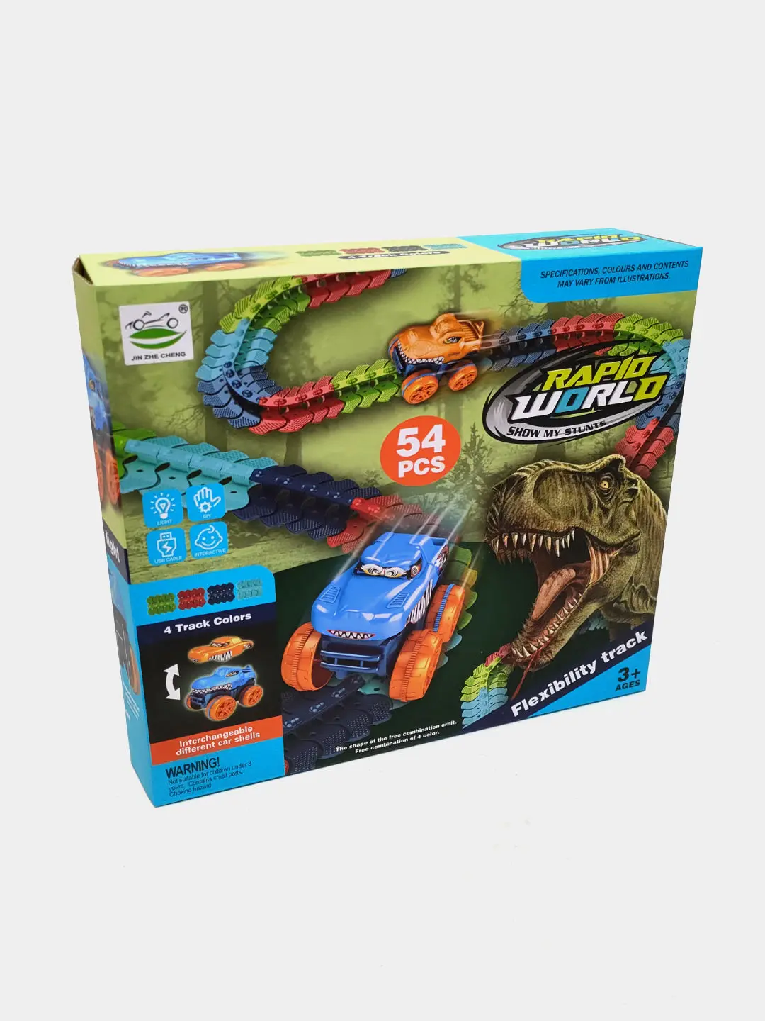 Автотрек Rapid World Dino с пусковым механизмом и динозавром для мальчиков