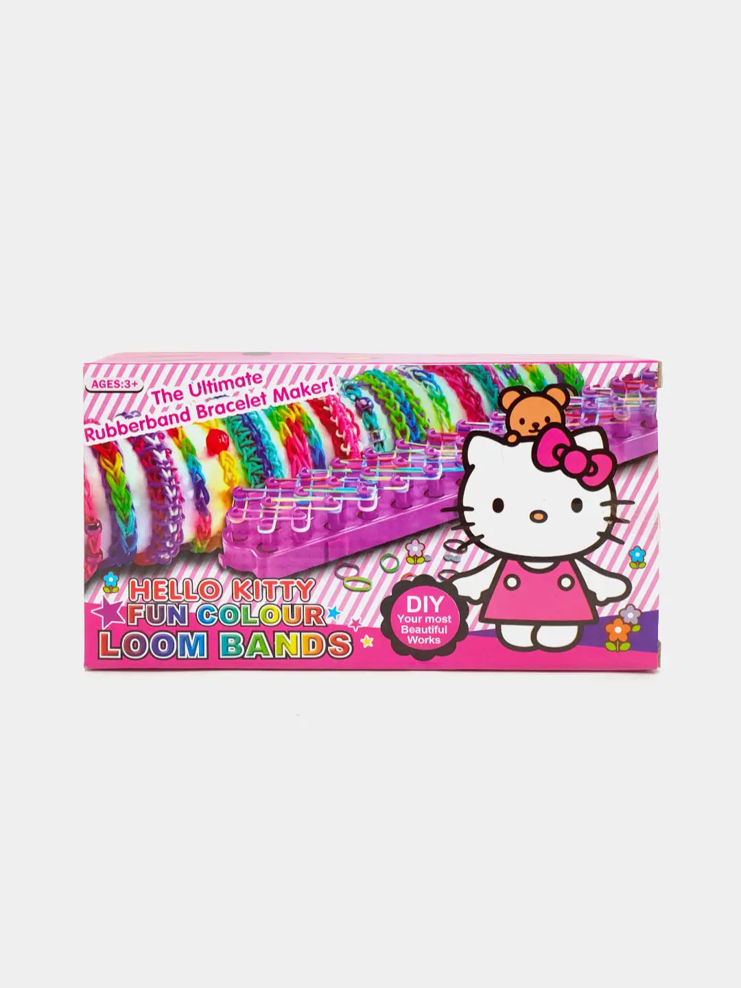 Набор для плетения браслетов Hello Kitty, разноцветные резинки и станки, для детей от 3 лет, развитие моторики — фото 2
