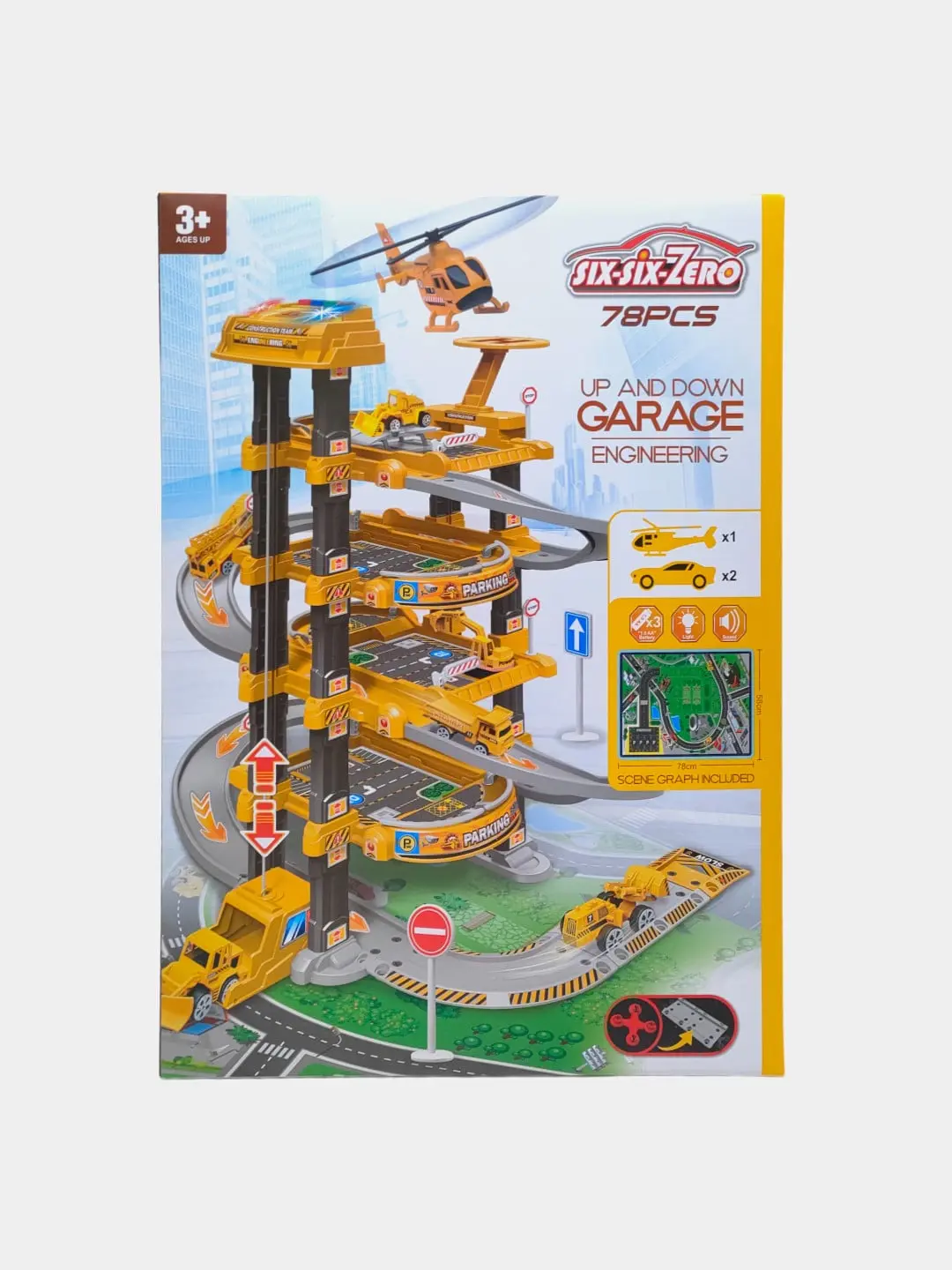 Garage City ko'p qavatli o'yin to'plami, Mashinalar va liftli avtobekati, 3 yoshdan oshgan bolalar uchun — 6-rasm